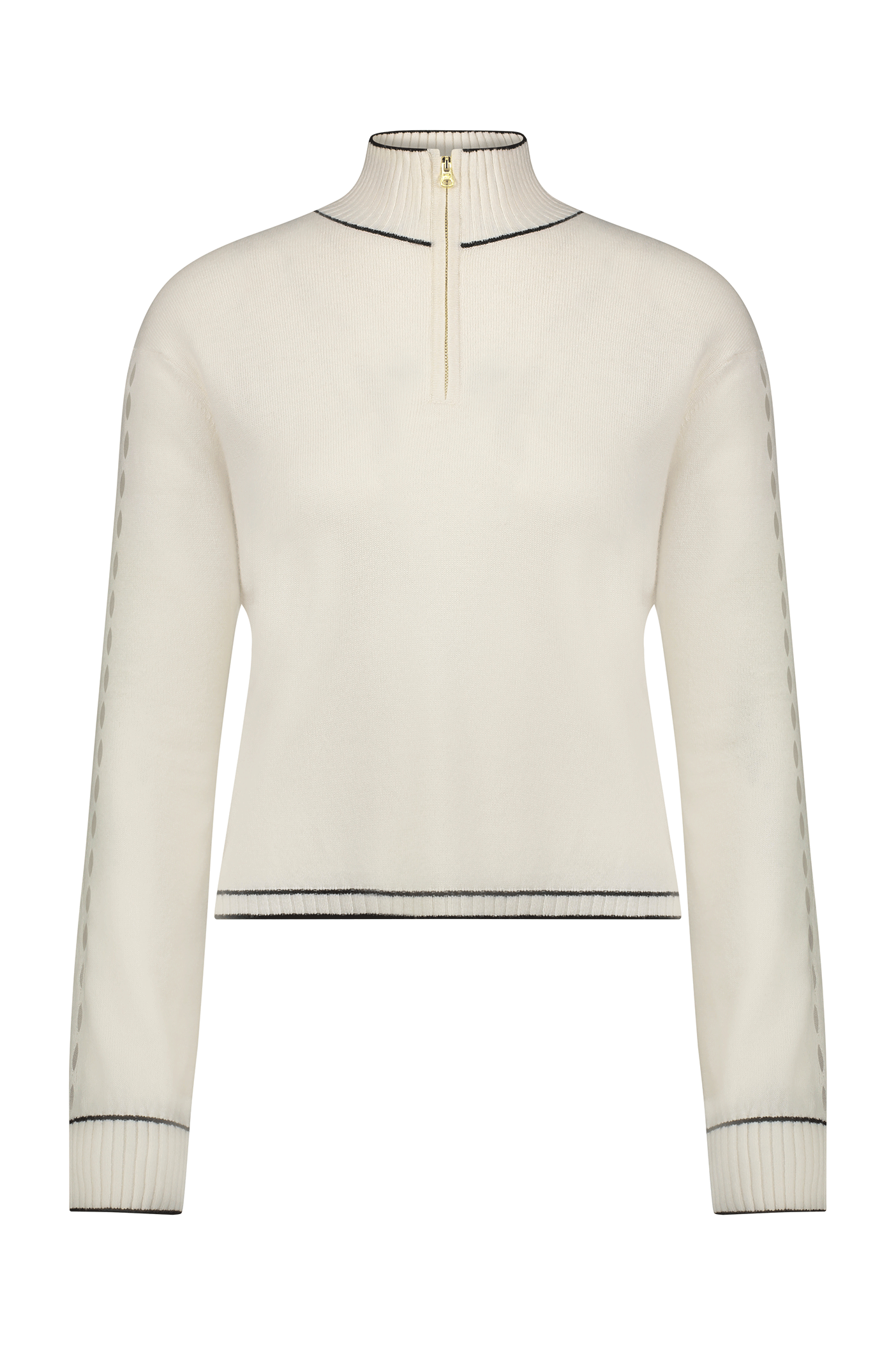 June Cashmere Lounge Half Zip Sweater Ivory White