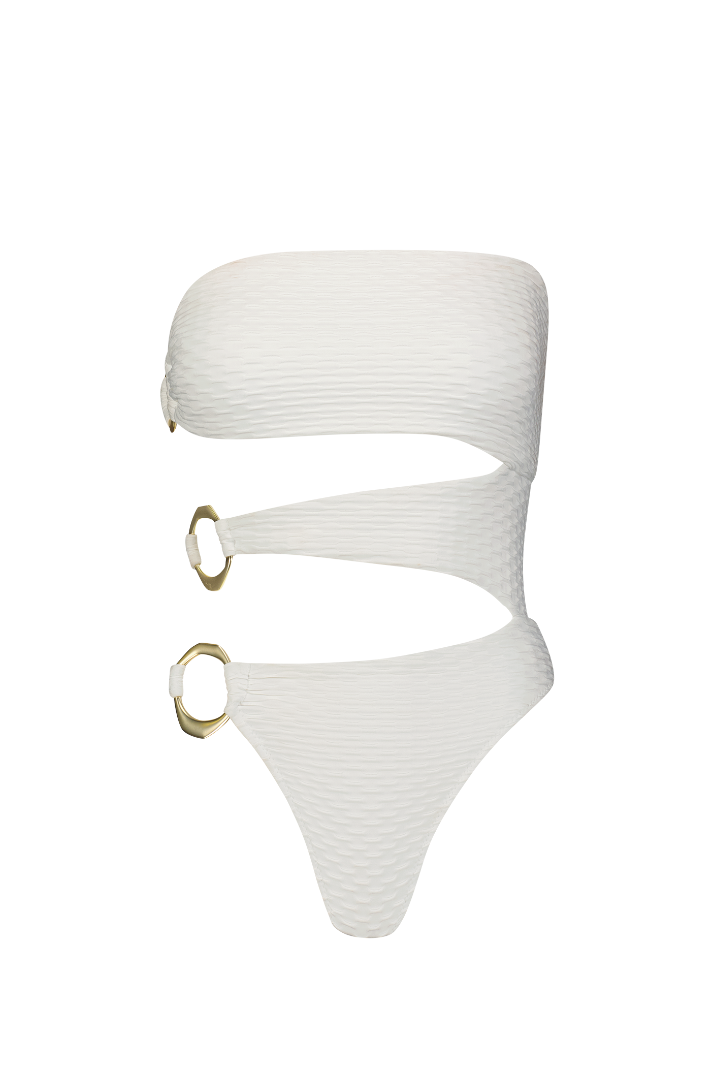 White One Piece Swimsuit with Gold Rings